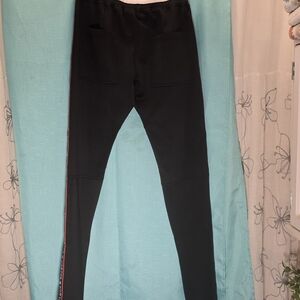 Black Track Pants with Red Stripe